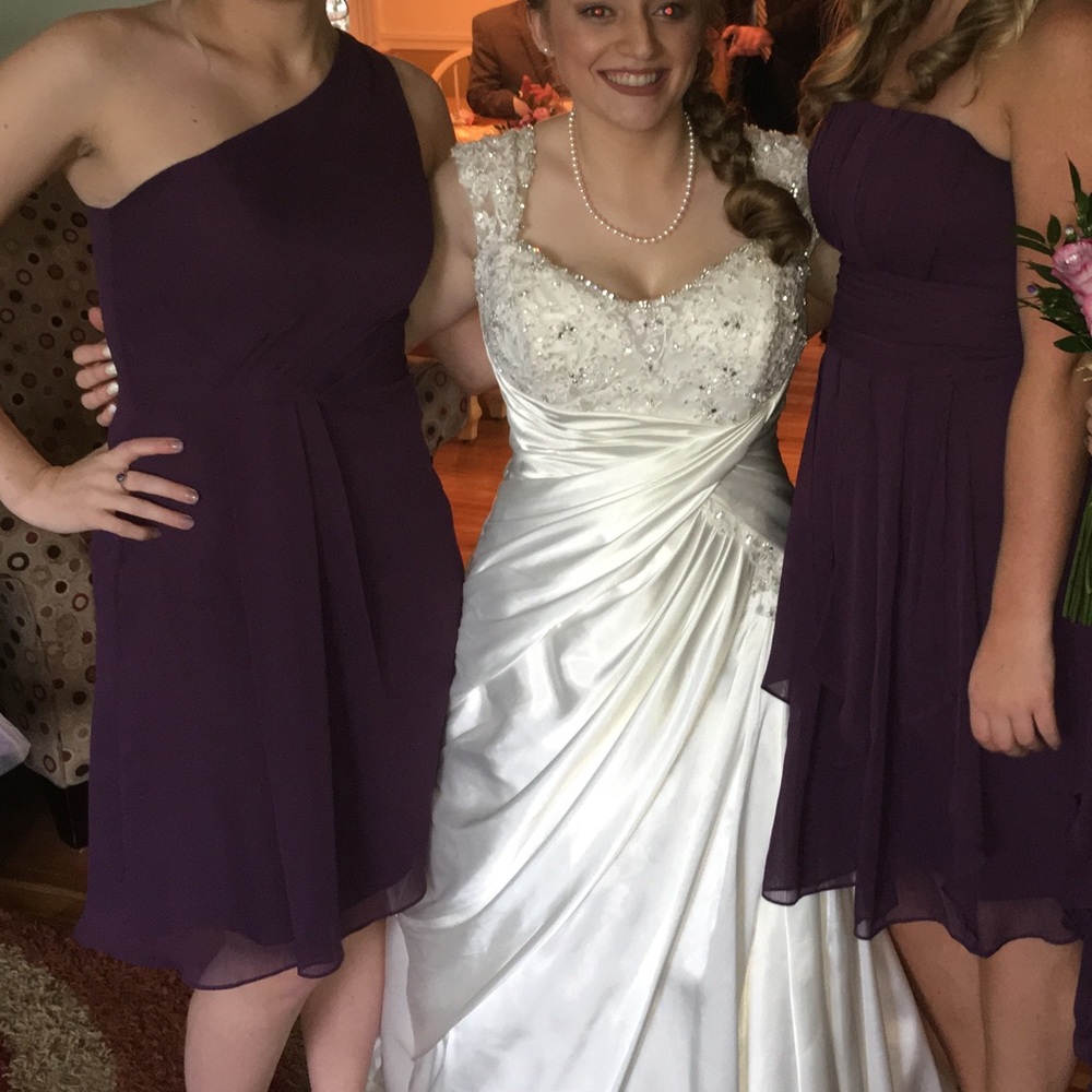 David’s Bridal one shoulder plum chiffon dress - Picture 4 of 4